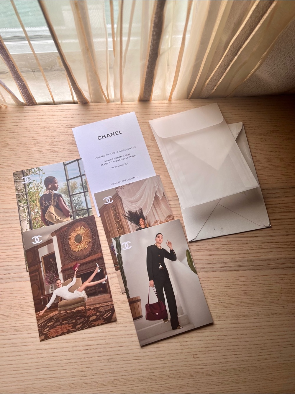 CHANEL White, Cream and Brown Promotional Card Set